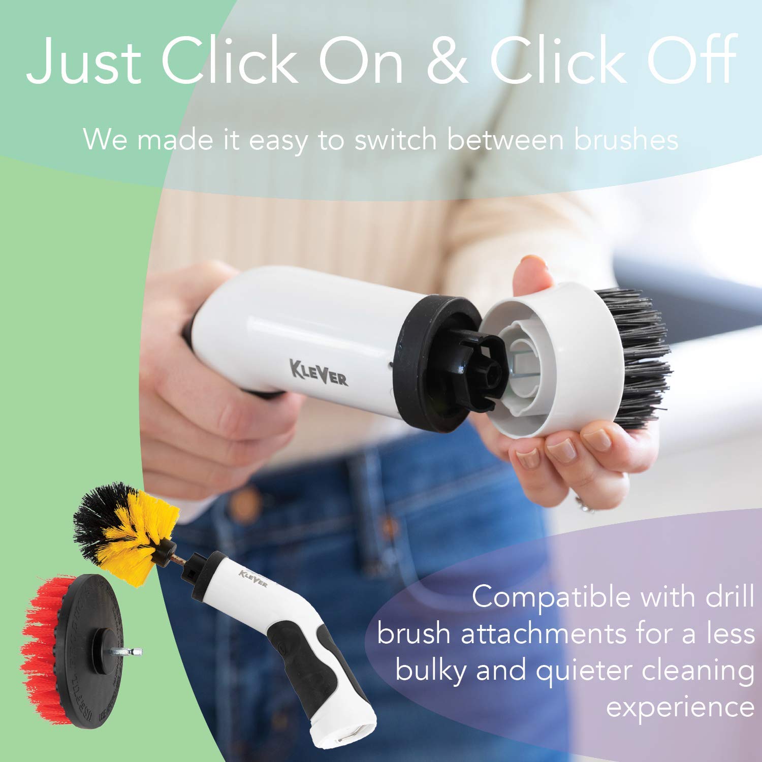 Klever Electric Spin Power Scrubber-The Expert Kitchen & Bathroom Cleaner | Includes 8 Versatile Scrub Brushes | Cordless, Rechargeable, & Lightweight