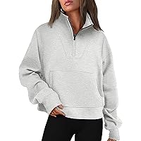Womens Half Zip Pullover Sweatshirts Quarter Zip Oversized Hoodies Sweaters Fall Outfits 2023 Y2K Winter Clothes