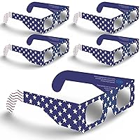 5-Pack USA Flag Solar Eclipse Glasses - NASA Approved Vendor, ISO 12312-2, Patriotic Design for 2024 Eclipse, Comfort Fit And Safe Solar Viewing