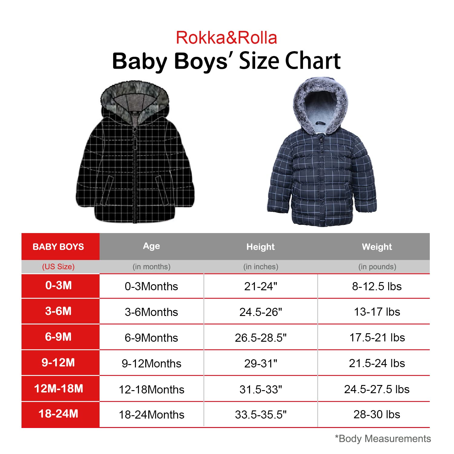Rokka&Rolla Baby Boys' Water-Resistant Fleece Lined Puffer Jacket Winter Coat for Newborn Infant Toddler