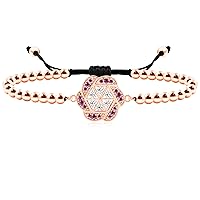 Adjustable Hexagon Flower Bracelet - Hanamade 4mm Metal Beads Flower Bracelets for Women Girls YA4730