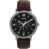 Timex Men's Southview 41mm Watch - Brown Strap Black Dial Silver-Tone Case