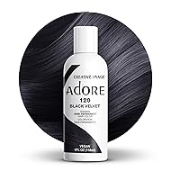 Adore Semi Permanent Hair Color - Vegan and Cruelty-Free Hair Dye - 4 Fl Oz - 120 Black Velvet (Pack of 1)
