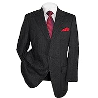 Mens Herringbone Tweed Blazer Men Vintage Suit Jacket Lightweight 2 Button Business Sport Coat Jackets