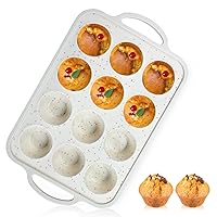 1Pack Small Silicone Muffin Pans with Metal Reinforced Frame, 12 Cup Easy to Release Silicone Cupcake Pan, BPA Free Silicone Muffin Tray, Cupcake Baking Pan for Oven Dishwasher Safe