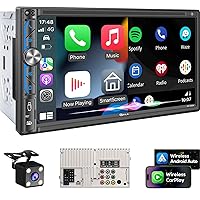 Wireless Double Din Car Stereo Apple Car Play Radio, Bluetooth 5.3, Audio Receivers, 7