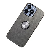 Case for iPhone 14/14 Pro/14 Plus/14 Pro Max, Slim Leather Cover with Magnetic Ring Folding Stand TPU Shockproof Electroplating Borders Protection,Grey,14 pro max 6.7''