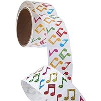 JILLSON & ROBERTS Bulk Roll Prismatic Stickers, Mini Musical Notes/Multicolor - 50 Repeats