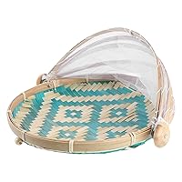 1Pc Voile Dustpan bamboo food tent basket picnic food tent basket food basket bamboo basket with cover Seagrass mesh tent Steamed Bread Basket Bamboo weaving Screen breakfast