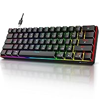 KOORUI 60% Gaming Keyboards, Wired Ultra-Compact Mechanical Keyboard 61 Keys,26 RGB Backlit with Red Switch Mini Keyboards for Windows MacOS Linux