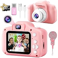 Kids Camera for Girls Kids Digital Camera, 1080P HD Portable Toddler Camera Kids Selfie Camera with 32GB SD Card, Toy Camera Christmas Birthday Gifts for 3-12 Year Old Girls Boys Children, Pink
