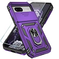 SunStory for Google Pixel 8A Case with HD Screen Protector & Slide Camera Cover & Kickstand, [Not for Pixel 7A/7 Pro Phone], Google 8A Case [Military Grade] for Google Pixel 8A (Purple)
