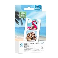 HP Sprocket 2x3” Premium Zink Pre-Cut Sticker Photo Paper, 30 Sheets, Compatible with HP Sprocket Photo Printers