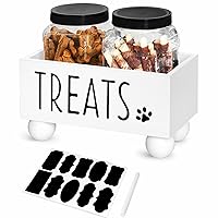 Dog Treat Container, Dog Food Treat Jar Set, Modern Farmhouse Dog Treat Container with Wood Box, Pet Treat Storage Container for Dog and Cat, Dog Food and Treat Storage Canister, Gift for Pet