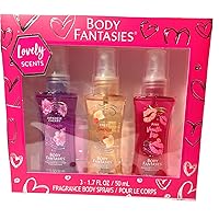 (1) Body Fantasy Trio (1.7 Fl oz per Bottle) Japanese Cherry Blossom, Sweet Sunrise, and Pink Vanilla Kiss