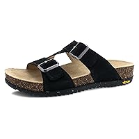 Dayna Double Buckle, Slip-On Suede Sandal for Women - Cushioned, Contoured Cork midsole for Comfort and Shock Absorption - Vibram ECOSTEP EVO Rubber Outsole For Long-Lasting Wear