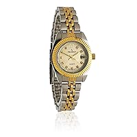 Peugeot Women's Status Watch with Ribbed Bezel Steel Strap and Date Window