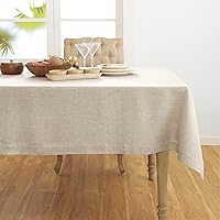 Solino Home Linen Tablecloth 60 x 144 Inch – Light Natural, Handcrafted from 100% Pure European Flax Linen – Machine Washable Rectangular Tablecloth for Spring, Mother's Day, Summer – Athena