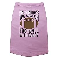 Dog Shirt, On Sundays We Watch Football with Daddy, Dog Shirt, Baby Announcement, Grey Shirt for Dogs, Dad, Cute Dog Shirt, Trendy Dog Tee (Large, Pink)