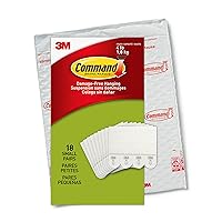 Command Small Picture Hanging Strips, Damage Free Hanging Picture Hangers, No Tools Wall Hanging Strips for Living Spaces, 18 White Adhesive Strip Pairs(36 Command Strips)