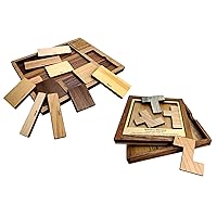 Two Puzzle Gift Set for Adults - Level 10 Out of 10 Difficulty - Calibron 12 and Martins Menace Wooden Brain Teasers - Made in The USA