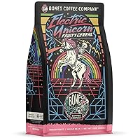 Bones Coffee Company Electric Unicorn Flavored Whole Coffee Beans Fruity Cereal With Milk Flavor | 12 oz Medium Roast Arabica Low Acid Coffee | Gourmet Coffee (Whole Bean)
