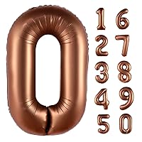 40 Inch Giant Coffee Brown Number 0 Balloon, Helium Mylar Foil Number Balloons for Birthday Party, Birthday Decorations for Kids, Anniversary Party Decorations Supplies (Coffee Brown Number 0)