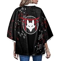 LAI MENG FIVE CATS Women's Loose Floral Print Kimono Cover up Cardigan Casual Blouse Tops