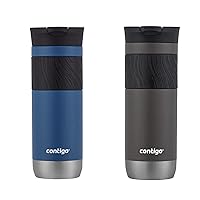 Byron Vacuum-Insulated Stainless Steel Travel Mug with Leak-Proof Lid, Reusable Coffee Cup or Water Bottle, BPA-Free, Keeps Drinks Hot or Cold for Hours, 20oz 2-Pack, Sake & Blue Corn