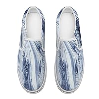 White MarblING Women's Slip on Canvas Loafers Shoes for Women Low Top Sneakers