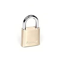 CCL Security Products Brass Sesamee K436 4 Dial Bottom Resettable Padlock with 1-Inch Hardened Steel Shackle and 10000 Potential Combinations, 1 Inch Shackle Clearance