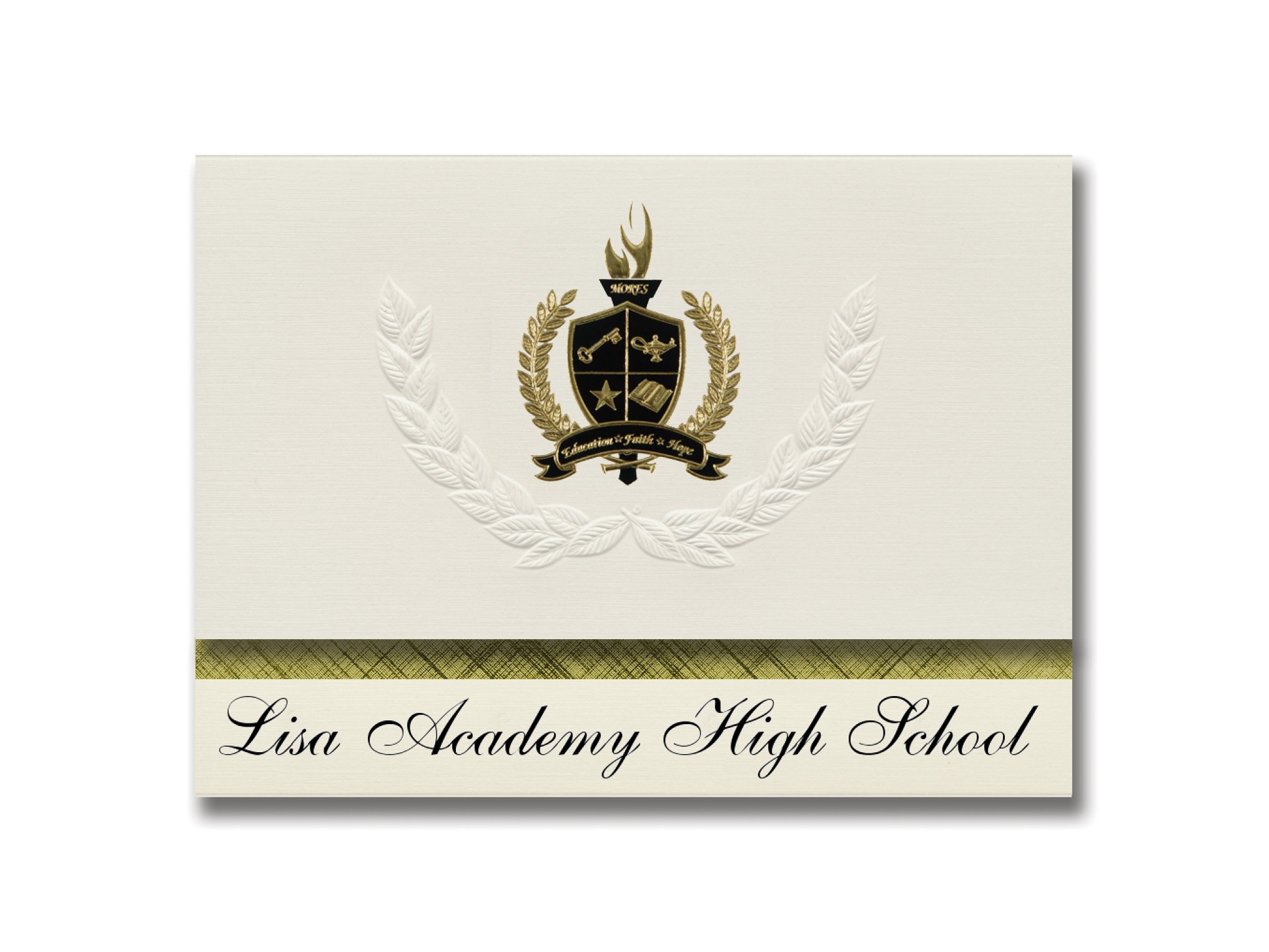 Signature Announcements Lisa Academy High School (Little Rock, AR) Graduation Announcements, Presidential style, Basic package of 25 with Gold & Bl...