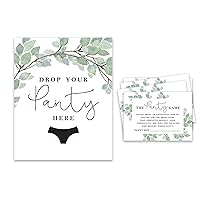 Bridal Shower Game 1 Sign + 30 Size Card White Greenery Girls Night Out Bachelorette Party Drop Your Panties Game