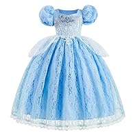 MYRISAM Girls Cinderella Dress Princess Birthday Puff Sleeve Fancy Christmas Party Gown Halloween Costume (w/Accessories)