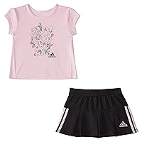 adidas baby-girls Short Sleeve Tee & Pleated Skort Sporty Outfit SetSweatsuit
