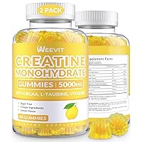 Creatine Monohydrate Gummies 5g, Chewables Creatine Monohydrat Gummy for Men & Women, Creatine Monohydrate for Muscle Strength Energy with L-Taurine - Lemon Flavored