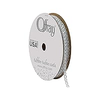 Offray, Silver Quasar Craft Ribbon, 1/8-Inch x 12-Feet, 36 Foot (Pack of 1)