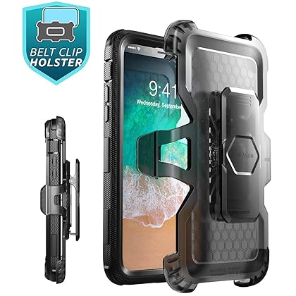 i-Blason Case for iPhone Xs Max 2018 Release, Built in Screen Protector Armorbox Full Body Heavy Duty Protection Kickstand Shock Reduction Case (Black), 6.5