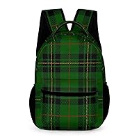 Green Scottish Tartan Plaid Travel Laptop Backpack Durable Computer Bag Daypack for Men Women