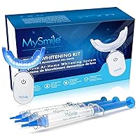 MySmile Teeth Whitening Kit with LED Light, 3 Non-Sensitive Teeth Whitening Gel and Tray, Deluxe 10 Min Fast-Result Carbamide Peroxide Teeth Whitener, Help Remove Teeth Stain from Coffee