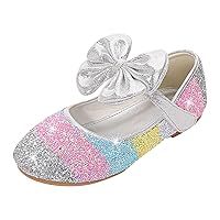 Kids Princess Shoes Baby Girl Bowknot Dance Shoes for Party Toddler Sparkling Dress Shoes with Buckle