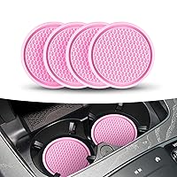 4 Pack Cup Holder Coasters for Car, 2.75In Universal Non-Slip Embedded in Ornaments Coaster, Silicone Drink Cup Mat for Most Cars (Pink)