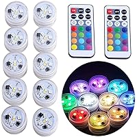 Mini Submersible Led Lights with Remote, Small Underwater Tea Lights Candles Waterproof 1.5