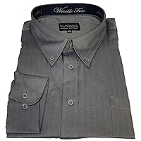 Regular and Big and Tall Casual Herringbone Woven Cotton Rich Casual and Dress Shirt to 6X Tall and 8X Big (2X) Grey