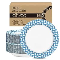 Ginkgo 100 Count Paper Plates 10 inch Bulk Thickened Heavy Duty Disposable Plates for Party, Wedding, Dinner, Kitchen, Picnic and Everyday Use