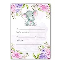30 Invitations Birthday Party Fill In Cards Elephant Girl Birthday Photo Paper
