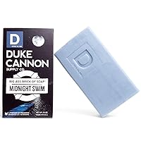 Duke Cannon Big Brick of Soap Midnight Swim - Refreshing Aquatic Scent with Green Top Notes, 10 oz Men's Soap Bar (Single Bar)