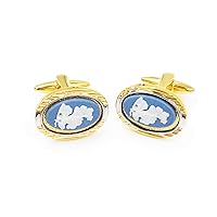 Wedgwood Jasperware Cufflinks - Lt Blue w/Angel in Clouds