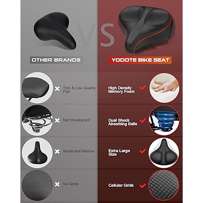 YODOTE Oversized Bike Seat, Wide Bicycle Saddle Memory Foam Soft Padded  Design for Peloton Bike, Universal Fit Most Exercise Bike or Road  Stationary