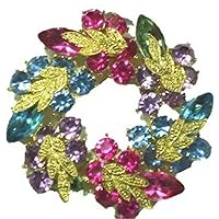 Imported Multi Color and Gold Plated Floral Brooch